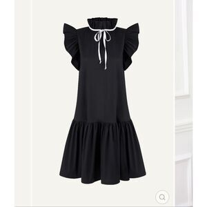 Monica‎ Nera Angela Frilled Mini Dress in Black Size Small